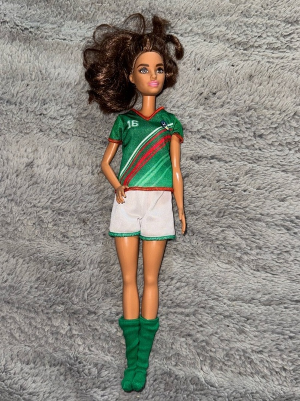 Mattel Barbie Soccer Player doll in #16 Uniform